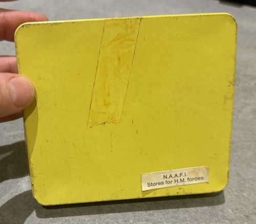 Vintage naafi yellow tin box - yellow,