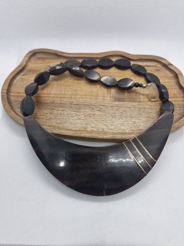 Vintage brown horn bib - brown,