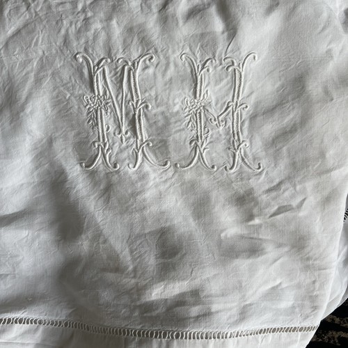 Vintage french white linen - white,