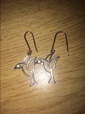 Fancy 925 Sterling Silver Bird Dove of Peace Earrings with Simulated Diamonds