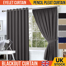 2X Thermal Blackout Curtains Ready Made Eyelet Ring Top or Pencil Pleat Tie Back