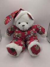 Vintage 90s PMS Red Christmas Bedtime Teddy Bear Soft Toy Plush