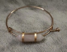 UNIQUE GOLD TONE YOGA PINK CRYSTAL STONE HEXAGON BRACELET