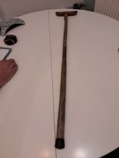 handmade Antique wooden walking stick/ Crutch Large Brass Centre Collar 92.5cm, 