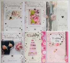 Wedding Day Congratulations Greeting Cards Bride And Groom Assorted Designs 7x5"