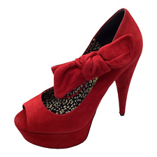 Jessica Simpson Rosannah Red Suede High Heel Peep Toe Court Shoes Size UK 4 New