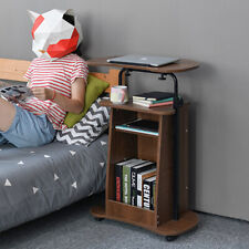 Rolling Computer Desk Sit Stand Laptop Table Presentation Cart Storage Cabinet