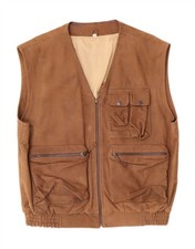 VINTAGE Mens Leather Gilet UK