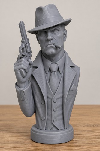 Gangster with gun bust - bust, statue