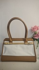 Women Clarks Satchel  Shoulder Ivory & Tan Medium size Shoulder Bag 