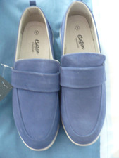 INDIGO (BLUE) SUEDE FLAT SHOES