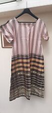 Pink Striped Silk Satin Dress Tunic Viking Costume 34" Bust Handmade