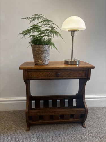 Vintage oak magazine rack side - rack,