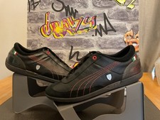 Puma Ferrari D force lo Trainers Mens  Black Leather uk9 driving shoes vgc?