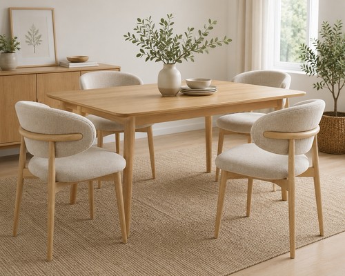 Cream boucle dining chair - chair, –