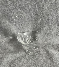 Vintage STUNNING Cut Glass Swan Trinket Dish