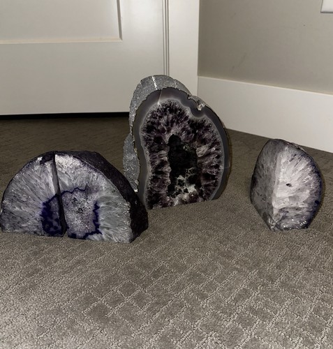 Big amethyst geode bookend set - big,