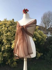 BROWN  Organza Shawl, Wedding