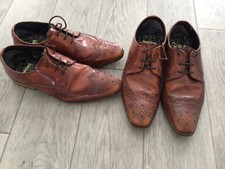 2 X PAIRS OF MENS IKON ORIGINAL FORMAL BROGUES SMART SHOES TAN UK 7 - EUR 41