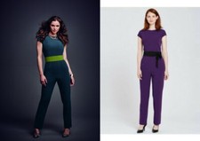 SIMON JERSEY BEAUTICIANS CATSUIT TUNIC BEAUTY SALON SPA (With Pink waist sash)