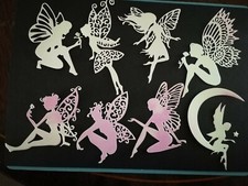 Craft Clearout, Die Cuts 8 Pink Large Illusion Fairy/Fairies Silhouettes (Set 6)