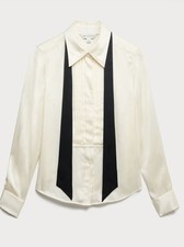 M&S X Bella Freud Pure Silk Pleat Detail Shirt Ivory Size 14 SOLD OUT* BNWT