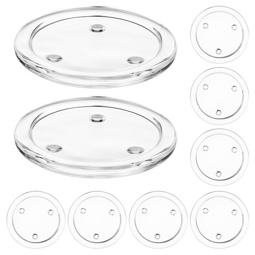 Glass candle holder plates set - glass,