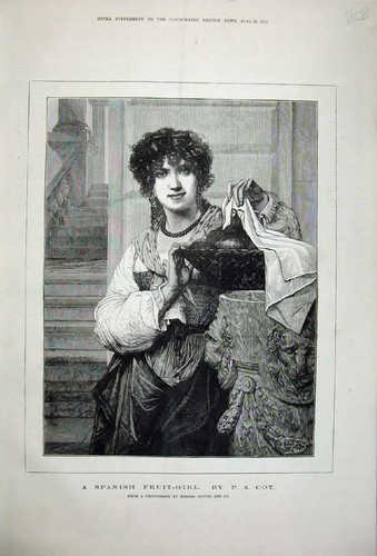 Original old antique print - old,