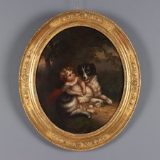 Antique Painting Little Girl