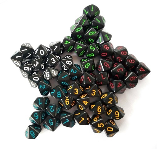Black dice set d10 - dice,