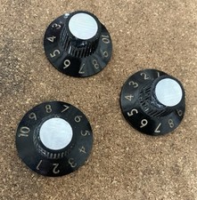 Set of 3 Witch Hat Skirted Guitar Knobs, 1/4” Grub Screw Fit, Custom MOP inlays