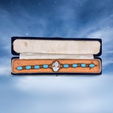 Vintage Shell Cameo And Faux Turquoise Bracelet boxed