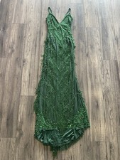 Emerald Green Women's Long Sequin & Beaded Maxi Ball Gown Dress