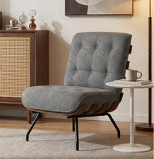 Grey Fabric Chair Mid Century