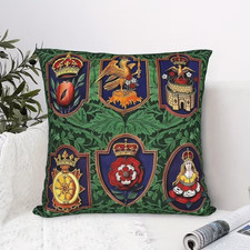 Henry VIII Six Tudor Queens Royal Badges Cushion Cover 17x17 inch Double Sided
