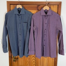 2 x Thomas Nash Striped Shirts 15 Inch / 38cm Collar Purple & Blue BNWOT ✅