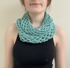 Duck egg blue Hand Crochet Infinity Scarf Cowl Neck warmer Lagenlook S500