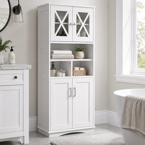 Tall bathroom cabinet white - tall,