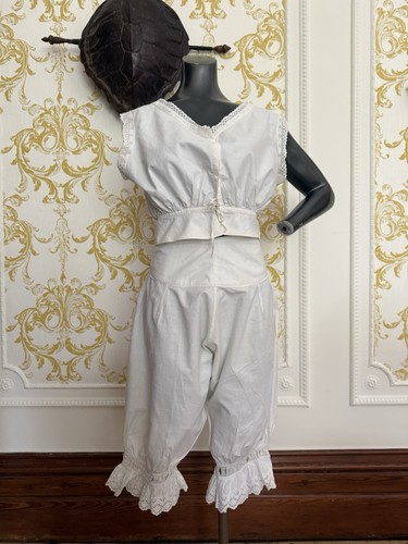 Antique white cotton bloomers - white,
