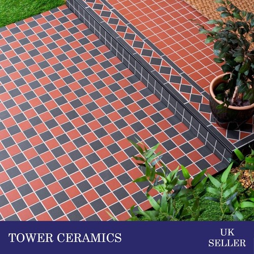 Victorian red black chequer - black,