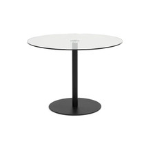 Round Glass Dining Table 100cm  Metal Base Black David Phillips SALE PRICE