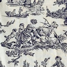 86x 12.5 Purple toile de Jouy cotton fabric material patchwork quilting cloth