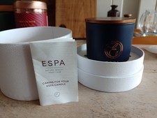 New in Box Blue glass jar 220g ESPA Winter Spice Candle RRP £45.00