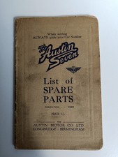 The Austin Seven List of Spare Parts 1029. See details below