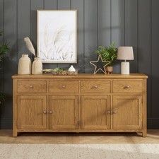 Cotswold Rustic Smoked Oak XL 4 Door 4 Drawer Sideboard-SLIGHT SECONDS-RC67-F380