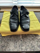 Men’s Barker Savile Row Black Leather Monk Shoe UK10 Leather Sole Metal Heal