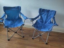 Set of Two Folding Camping Caravan Beach Garden Picnic BBQ Fishing Chairs - Blue