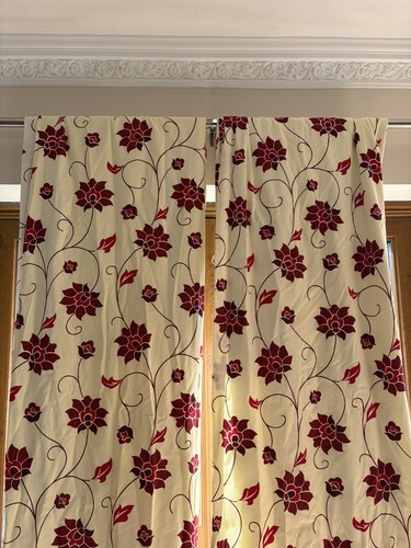 Pair cream floral - floral, curtains