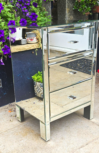 Mirrored glass bedside - mirrored,