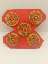 Beautiful Wooden Buttons With Daisy Type Flowers 30mm  5pcs